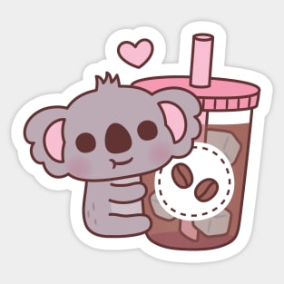 Cute Little Koala Bear Loves Iced Coffee Sticker